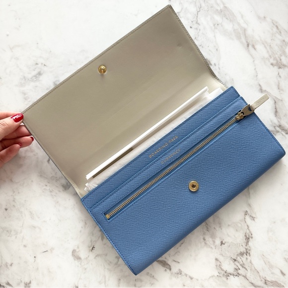 SMYTHSON Marshall Travel Wallet in Panama Blue - Picture 3 of 14